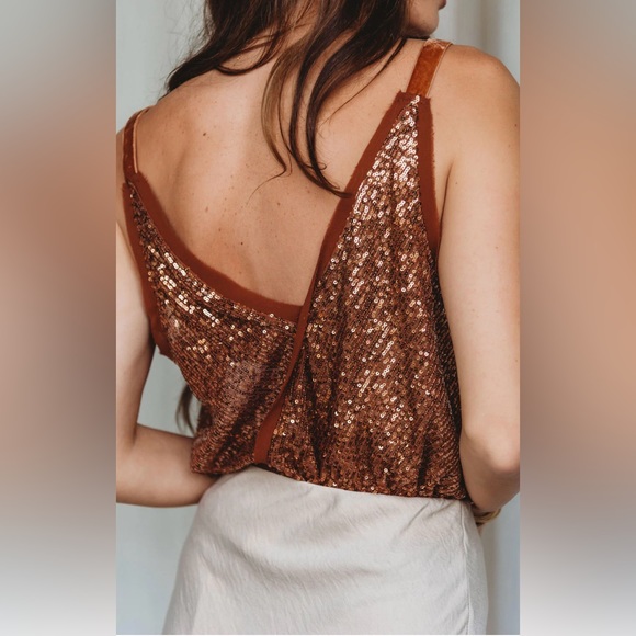 BNWOT FREE PEOPLE SHIMMER AND SHINE SEQUIN BODYSUIT SMALL - Picture 2 of 7